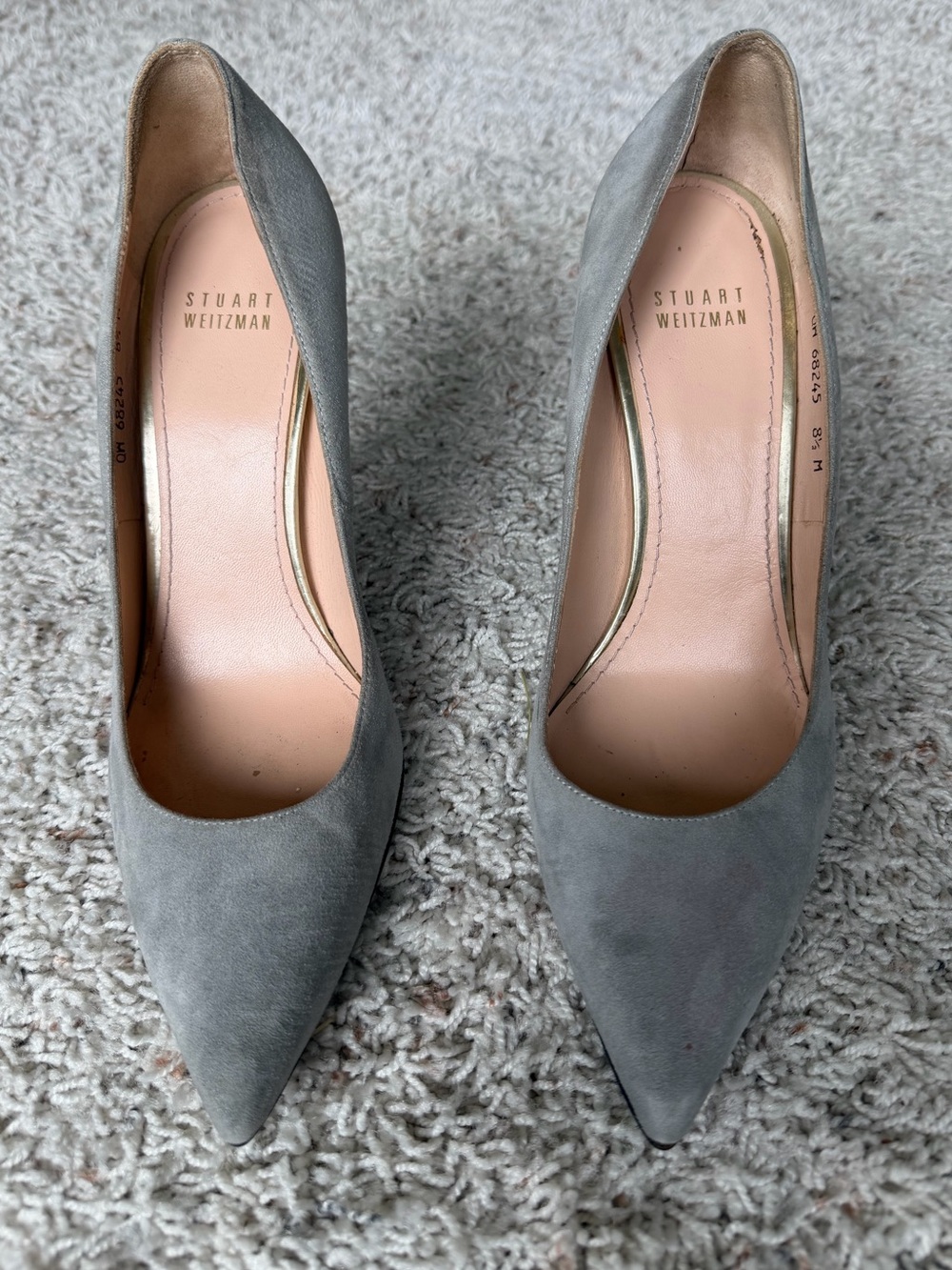 Stuart Weitzman Gray Suede Pointed Toe Pumps